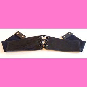 Blk Elastic Cinch Belt Lace Corset Style Size M/L